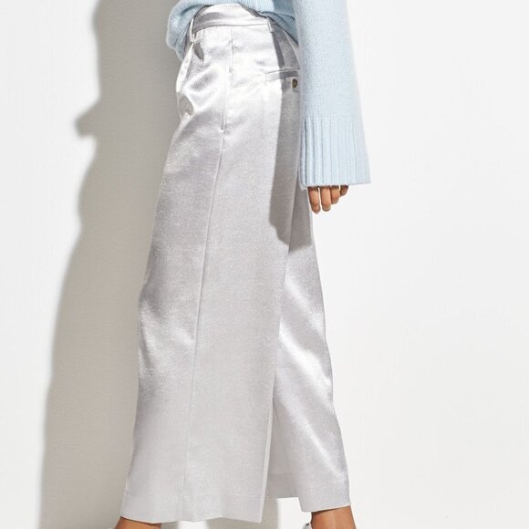 NWT Vince metallic silver crop wide leg satin-like finish trousers, 4 - Picture 3 of 6